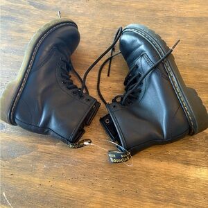 Dr. Martens Black Leather Junior Lace-Up Combat Boots 2